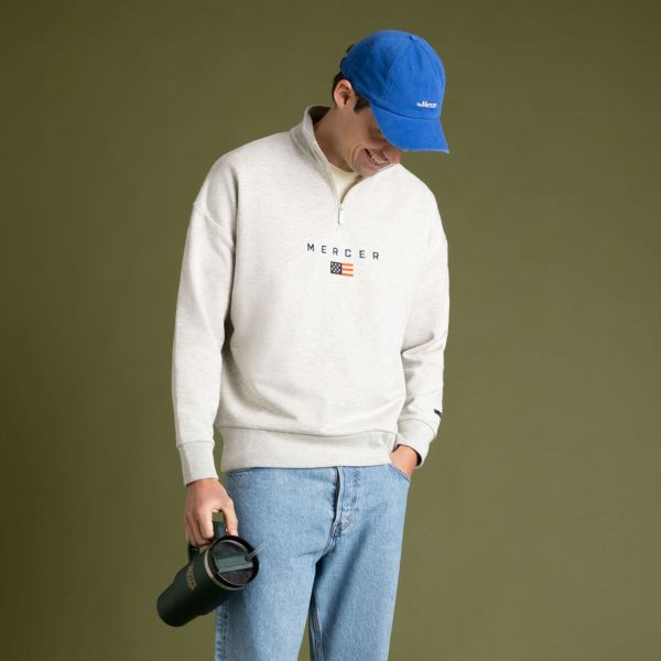 Der Mercer Brand Quarter Zip Pullover Grau – Bild 4