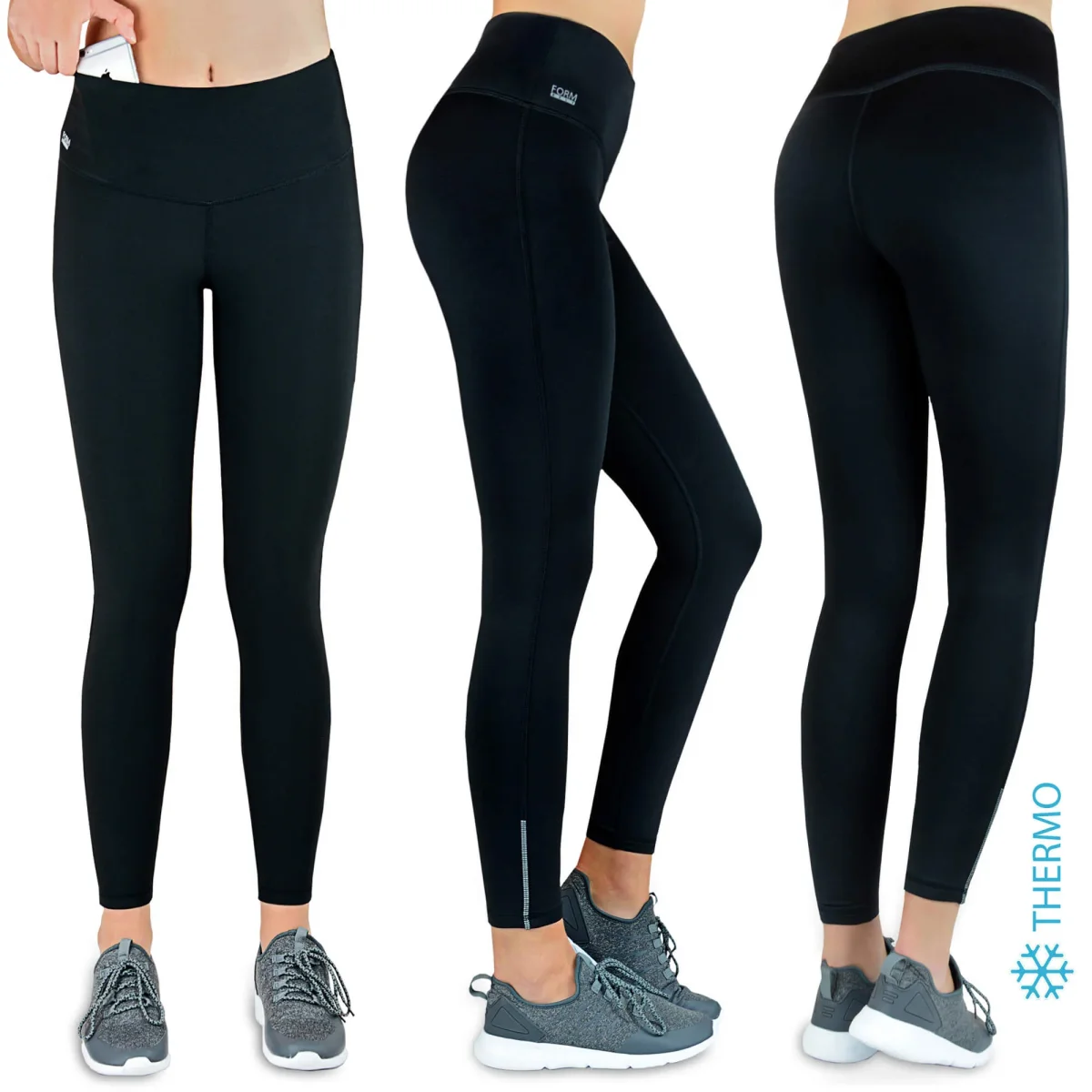 Winter Laufhose Damen, Schwarz, Thermo – Bild 2